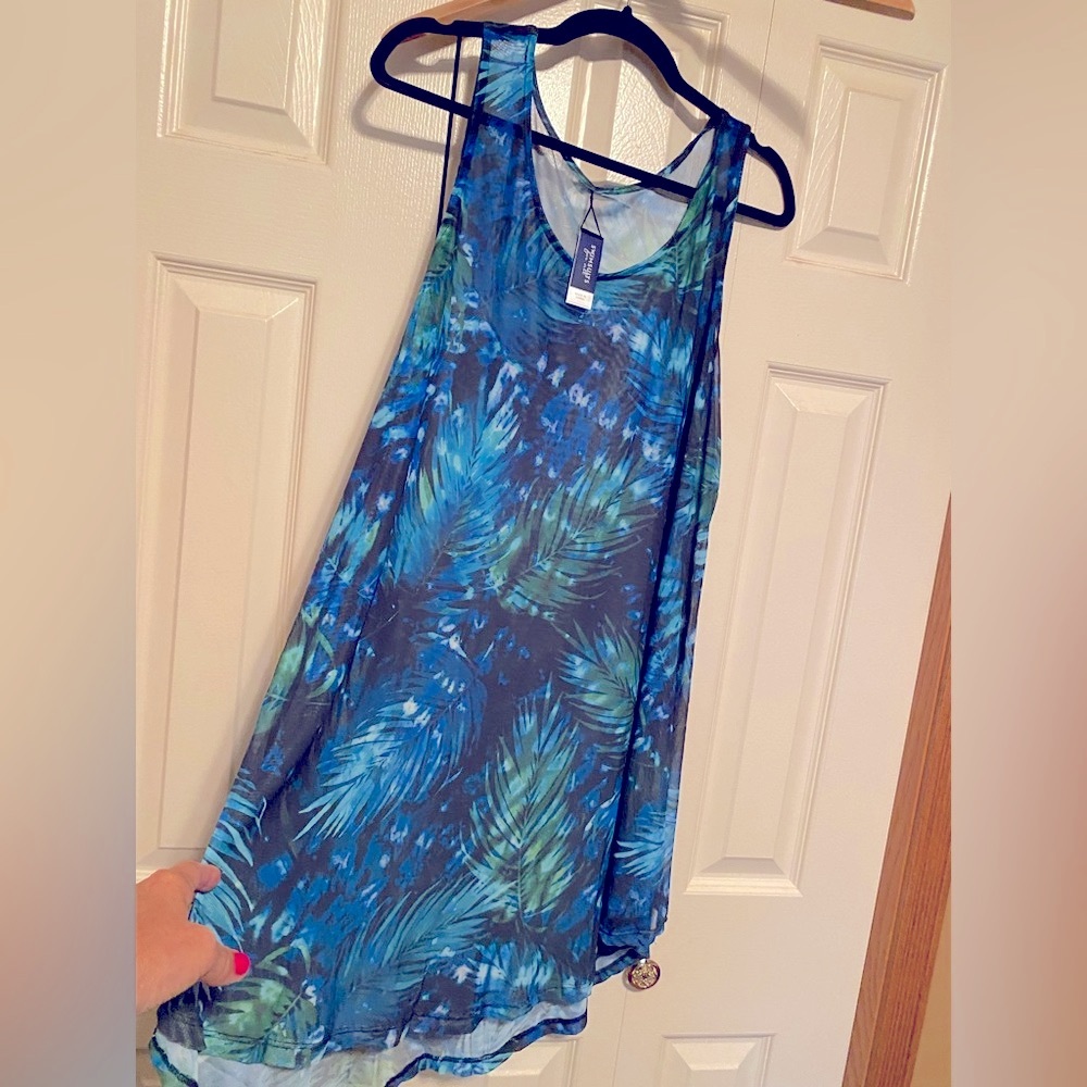 Swimsuits For All Blue and Green Floral cover up